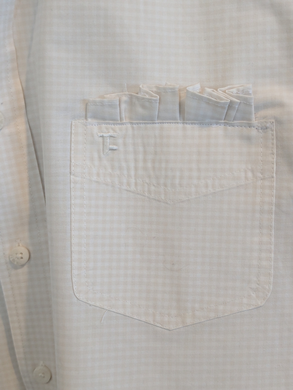 Viral Reworked Ruffled Collar Panhandle White Gingham Buttondown. - Picture 5 of 8